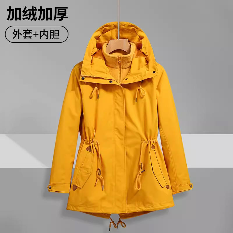 中长款女士可拆卸三合一防锋衣