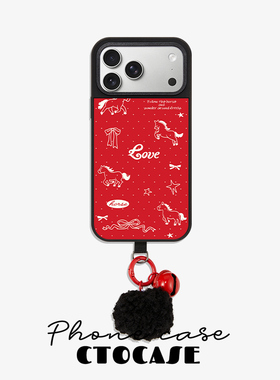 原创【小波点红马】适用于苹果17promax磁吸壳创意magsafe简约14卡通16iphone13手机壳15pro手腕挂绳防丢挂件
