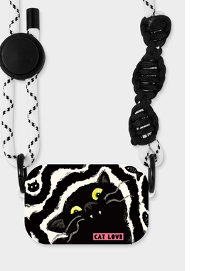 原创【水墨咪咪】镜面背夹适用苹果华为手机壳创意可斜挎挂绳防丢