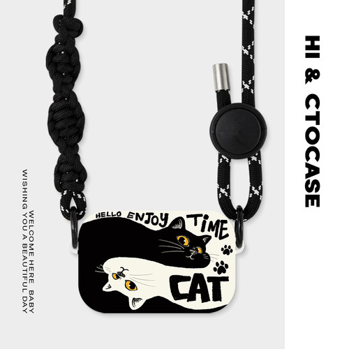 CTOCASE可爱猫猫镜面背夹挂绳