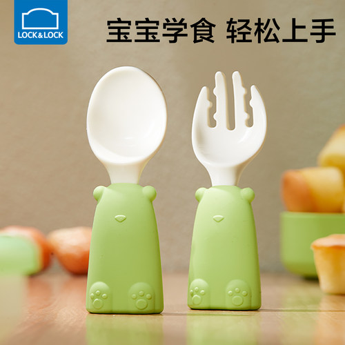 乐扣乐扣宝宝餐具pp材质短萌勺柄