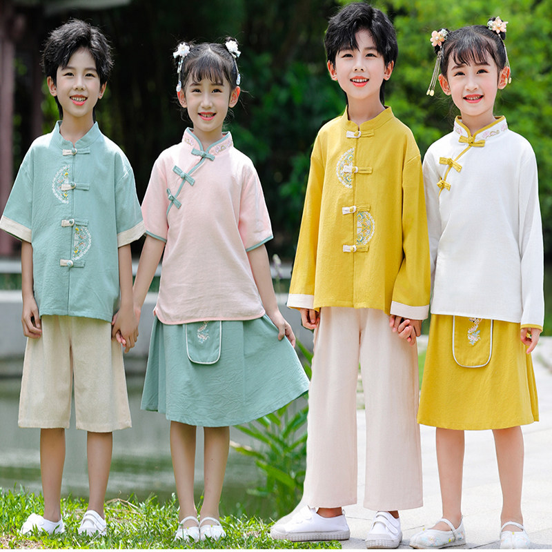 汉服男童古风帅气古装2024女童舞蹈表演儿童中小童国风国学演出服