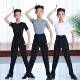 黑色 比赛考级演出服上衣拉丁裤 男童拉丁舞服少儿训练服夏季 短长袖
