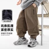 子灯芯绒秋冬款 2025新款 男童女童运动裤 儿童加绒裤 中大童休闲长裤