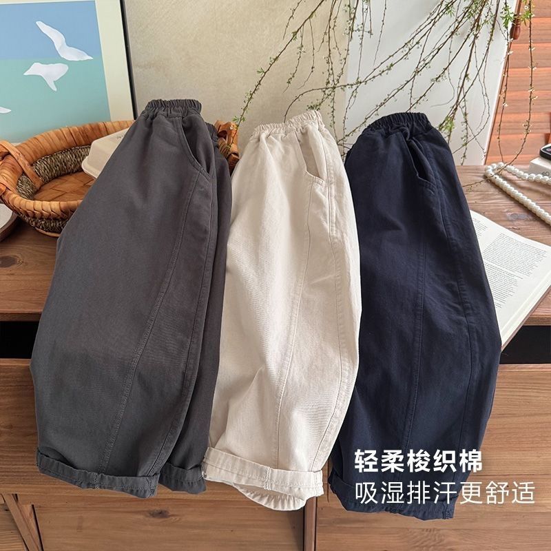 男童棉布弯刀裤时髦儿童春秋新款宽松洋气休闲长裤中小童百搭裤子