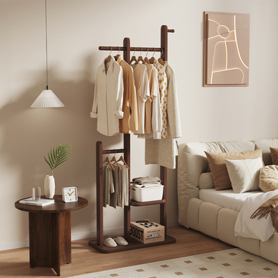 实木挂衣架落地多功能置物衣帽架
