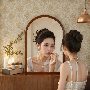 中古风化妆镜家用桌面台式 饰镜 壁挂玄关主卧梳妆镜子卫生间复古装