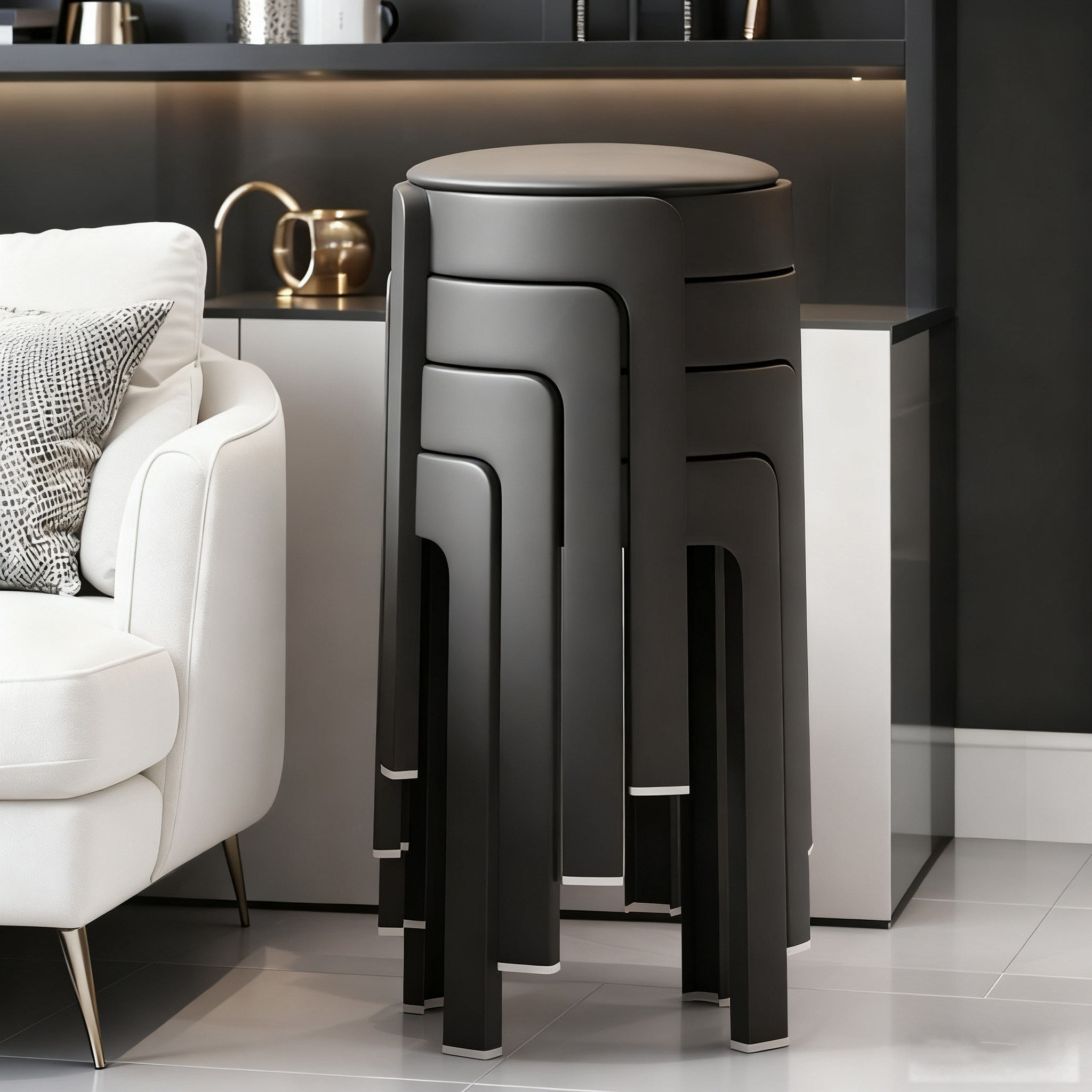 塑料软包凳子家用加厚可叠放圆凳结实耐用高板凳客人备用餐桌椅子,住宅家具,其它凳子,淘宝优惠券,粉丝福利购,淘宝优惠卷