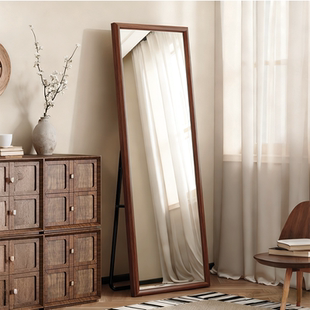 实木全身镜落地镜家用中古风女生卧室家用试衣镜服装店穿衣大镜子