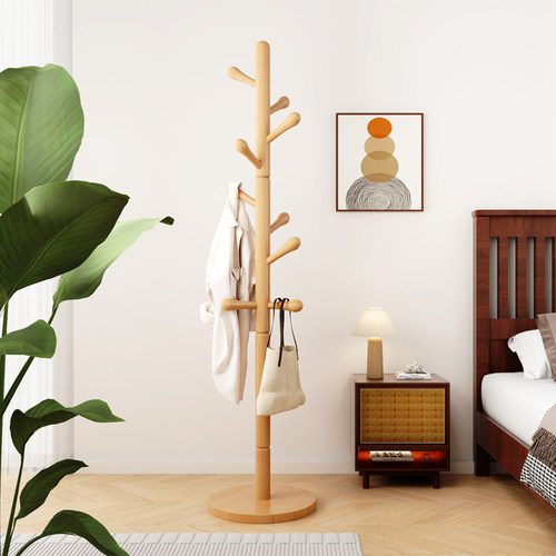 实木家用榉木落地挂衣挂包衣帽架