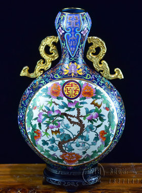 张向东景泰蓝花瓶15寸双耳玉壶春