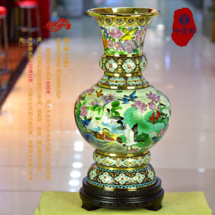 中景泰北京景泰蓝花瓶20寸《百鸟朝凤瓶纯手工紫铜胎掐丝珐琅摆件