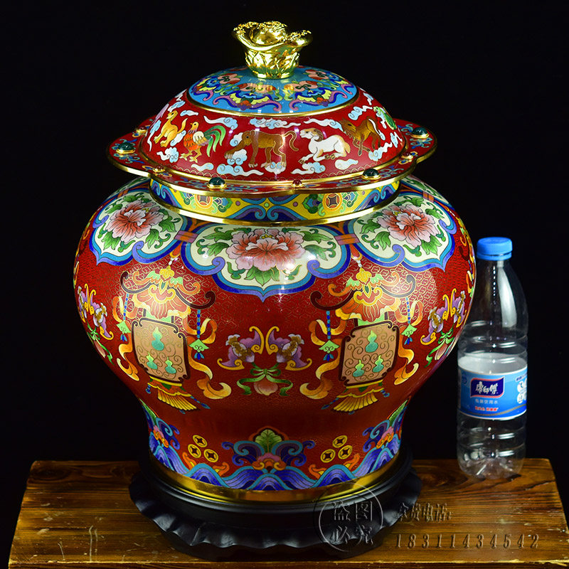戴嘉林作品北京景泰蓝摆件《财富满贯》罐子纯手工紫铜胎掐丝珐琅