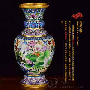北京珐琅彩景泰蓝花瓶20寸百鸟朝凤花觚瓶纯手工铜胎掐丝客厅摆件