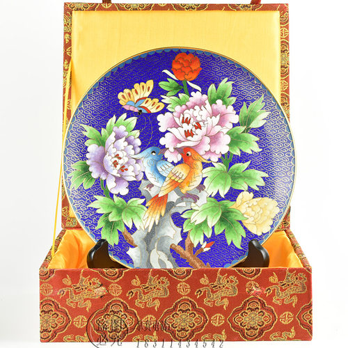 北京特色工艺礼品景泰蓝花盘礼盒