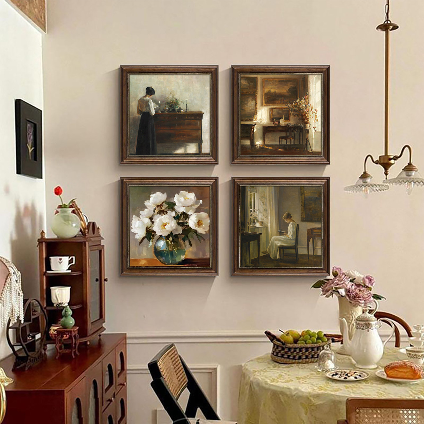 欧式复古客厅装饰画美式沙发背景墙壁画古典人物玄关餐厅书房挂画