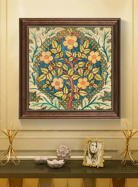 威廉莫里斯壁画美式餐厅背景墙装饰画玄关画复古印花客厅墙面挂画