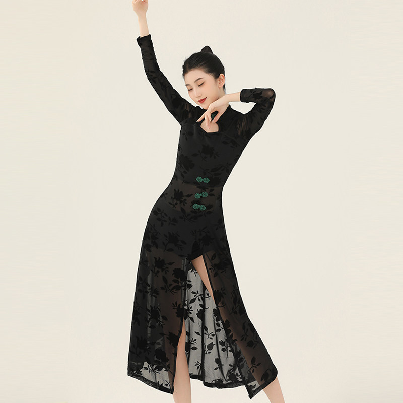 复古中国风改良植绒旗袍