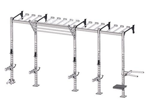体能训练综合架 多功能深蹲卧推架5根立柱 靠墙平行攀爬款