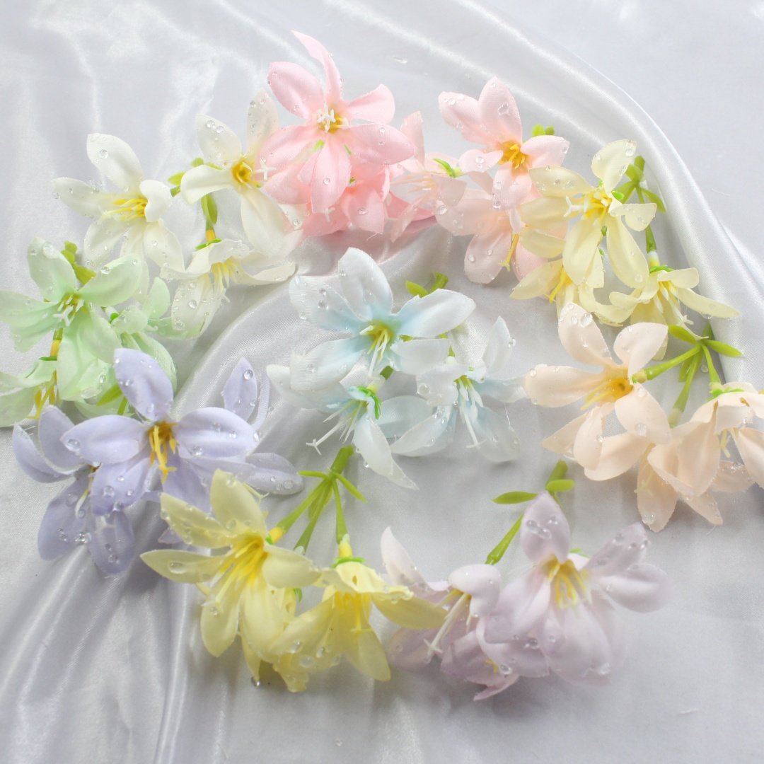 新款三叉露水百合小花装饰配件