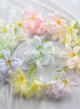 新款三叉露水百合小花装饰配件