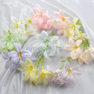 新款三叉露水百合小花装饰配件