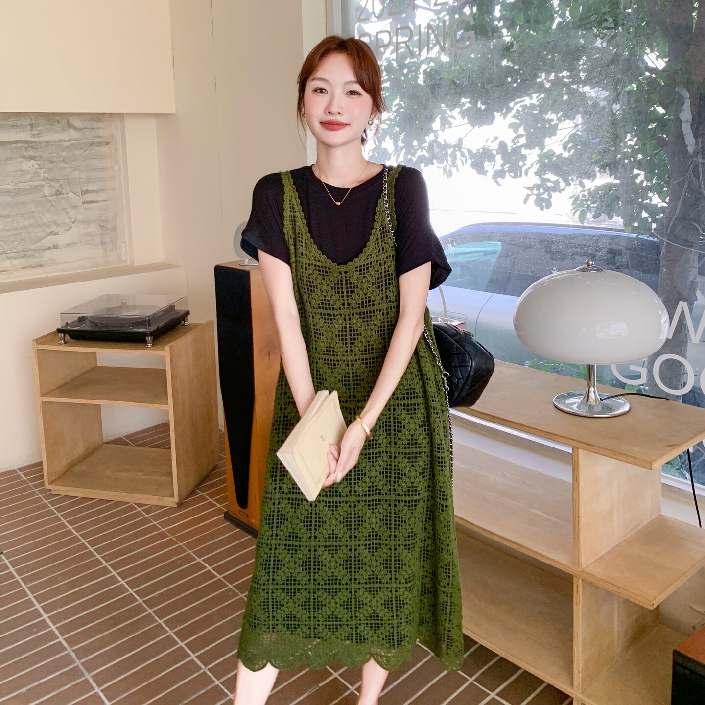 温柔慵懒风罩衫裙套装女2025夏季新款时尚气质设计感T恤裙两件套,女装套装/套裙,2C066