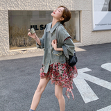 2026年秋假两件牛仔拼碎花外套2C066-3010-P145-K218，女装短外套，2C066