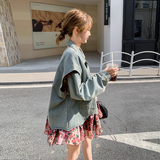 2026年秋假两件牛仔拼碎花外套2C066-3010-P145-K218，女装短外套，2C066
