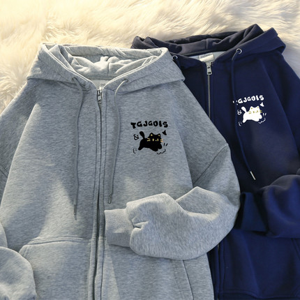 Hooded Sweatshirt for Women, Autumn and Winter 2025 New Style, Fleece-Lined, Thickened, Oversized, Lazy Style, Loose Cardigan Jacket, Trendy