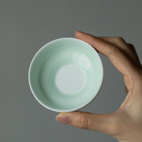 哥窑茶漏全瓷一体茶渣茶叶过滤网