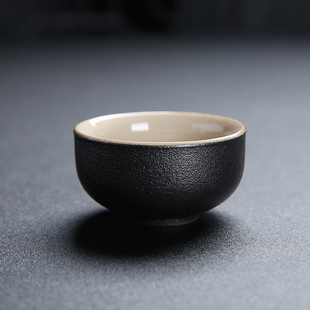 黑陶茶杯陶瓷茶盏单个小号品茗杯功夫茶具主人杯家用待客茶杯单杯