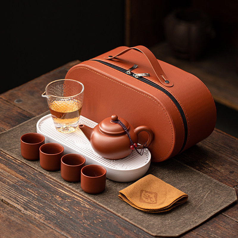 紫砂旅行茶具套装便携式一壶四杯快客杯收纳包户外简约泡茶壶带盘,餐饮具,旅行茶具,淘宝优惠券,粉丝福利购,淘宝优惠卷