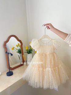 品牌童装苏三岁儿童六一公主裙女大童生日礼服裙公主裙泡泡袖纱裙