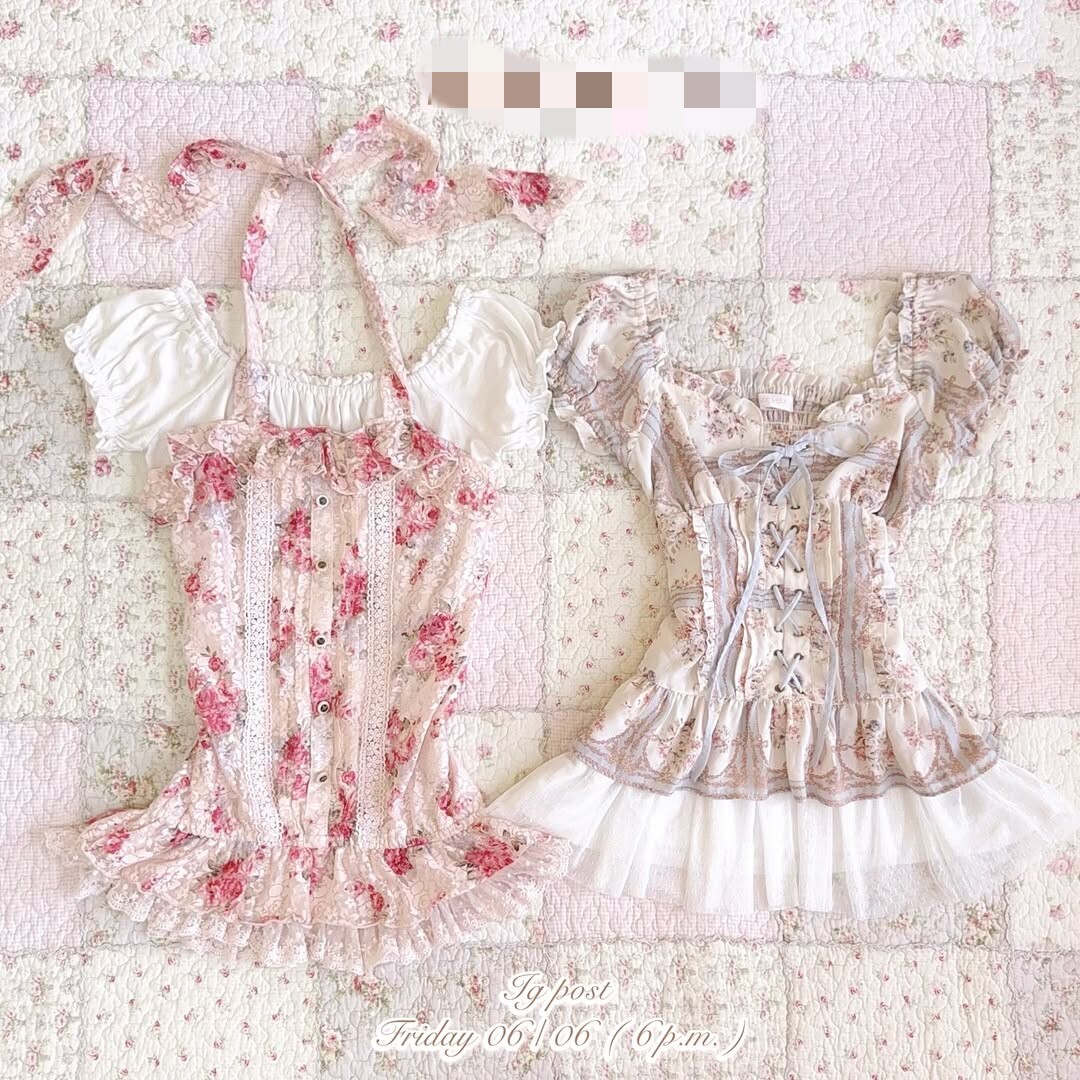 展示 海淘古着vintage日牌lizlisa碎花连衣裙挂脖上衣 玳购戳客服