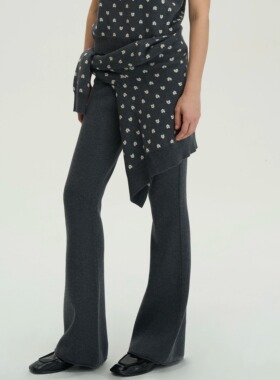 PIECE MIND秋冬针织休闲喇叭长裤