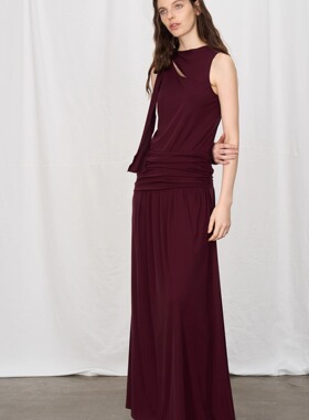 PIECE MIND领口不规则飘带氛围感大裙摆无袖连衣裙