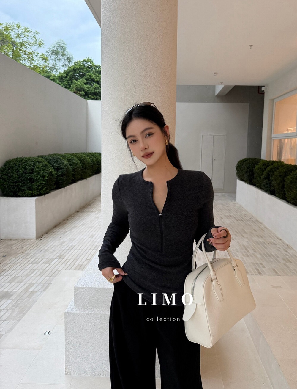 【LIMO】冬上新百搭内搭单穿加厚拉链双层设计长袖T恤  5908