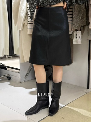 【LIMO】冬年气质时尚百搭单品复古pu皮小A摆半身裙5962
