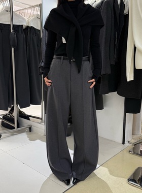 【LIMO】冬新款无腰头设计天丝羊毛加绒加厚西裤休闲裤5羊毛5956