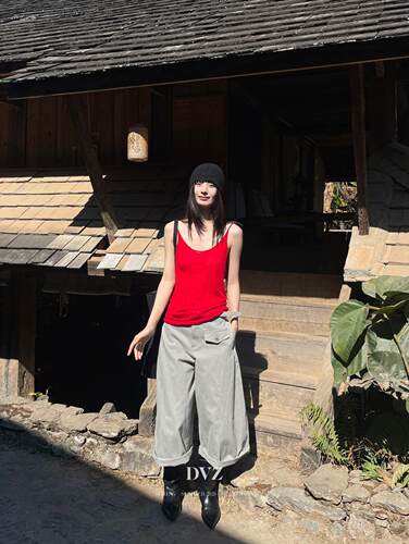 夏上新！D韩系复古百搭显瘦藏肉阔裤慵懒松弛感宽松休闲七分裤