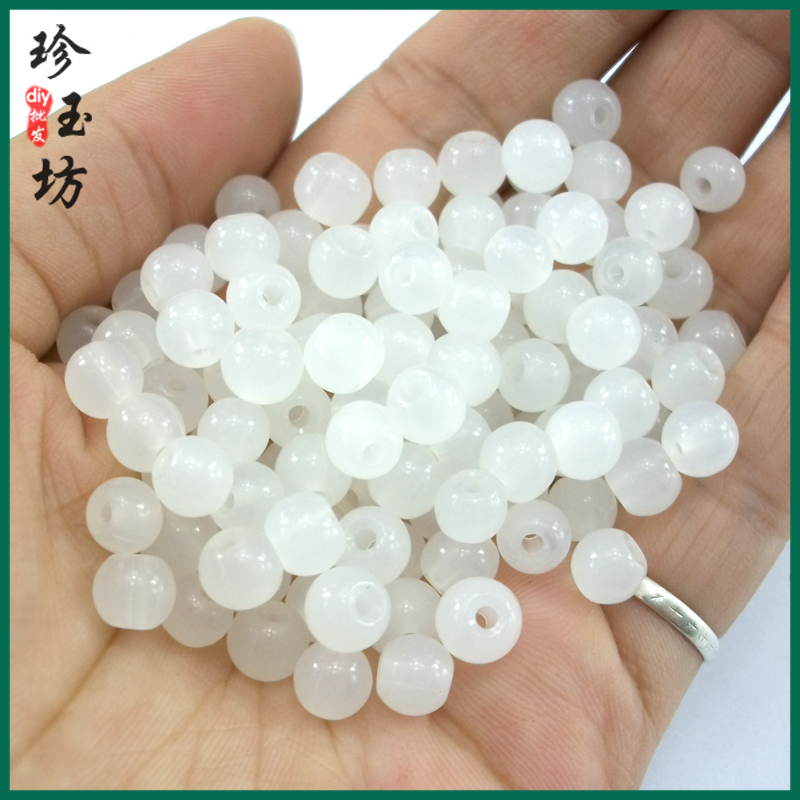 diy白色玻璃石串编小配件散珠