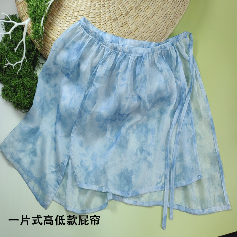 福利复古一片式屁帘裙靓女高低款印花时尚潮流绑带半身裙百搭腰封
