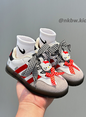 女童板鞋真皮小白鞋2025秋季新款儿童鞋子德训鞋软底男童运动鞋