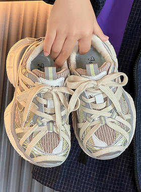 儿童鞋子女童运动鞋巴家老爹鞋轻便软底2026新款春季男童鞋透气