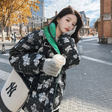 冬季新款印花拼色中长款面包服287-F2260-P150-K228，女装棉衣/棉服，浙宝287