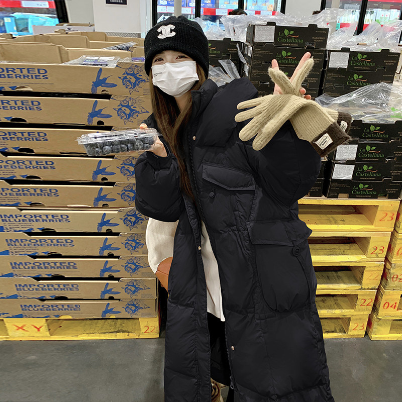 韩版粉色减龄中长款羽绒服女2023冬季新款加厚显瘦保暖白鸭绒外套,女装棉衣/棉服,浙宝287