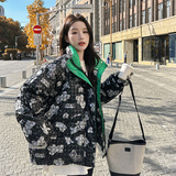 冬季新款印花拼色中长款面包服287-F2260-P150-K228，女装棉衣/棉服，浙宝287