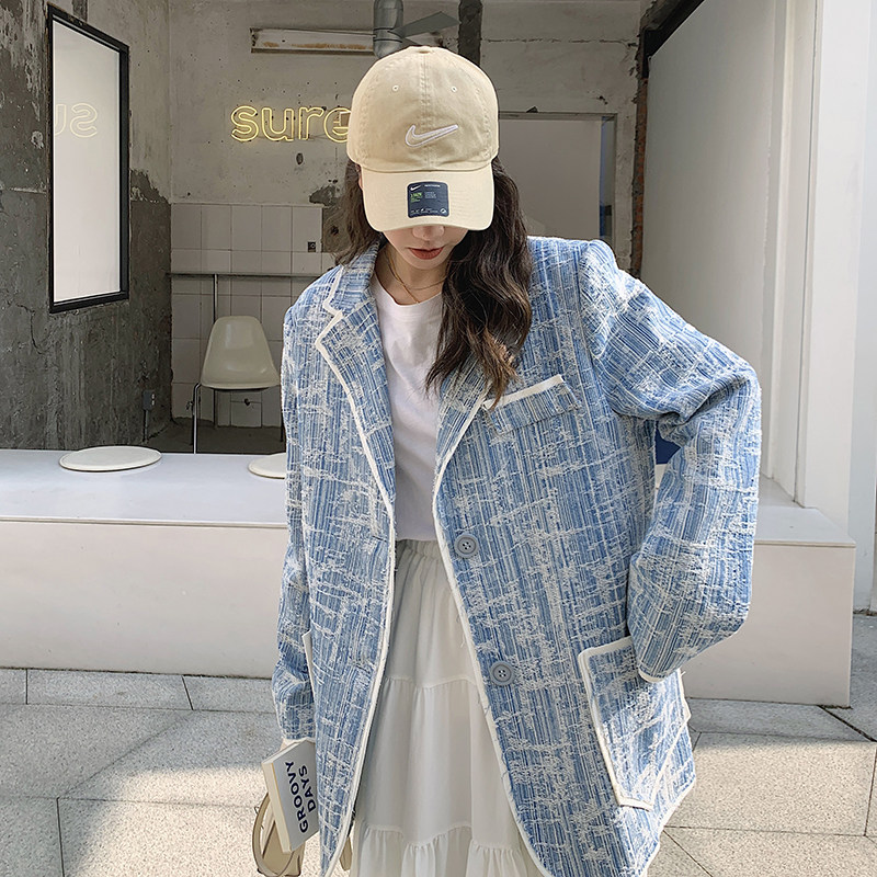 现货2022春新款不规则小香风牛仔西装Z287-2210-P125-K178,女装短外套,浙宝287