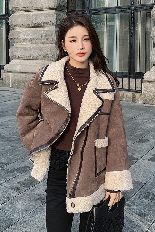 [现货]冬季新款帅气机车皮毛一体服287F2255P185K268,女装短外套,浙宝287
